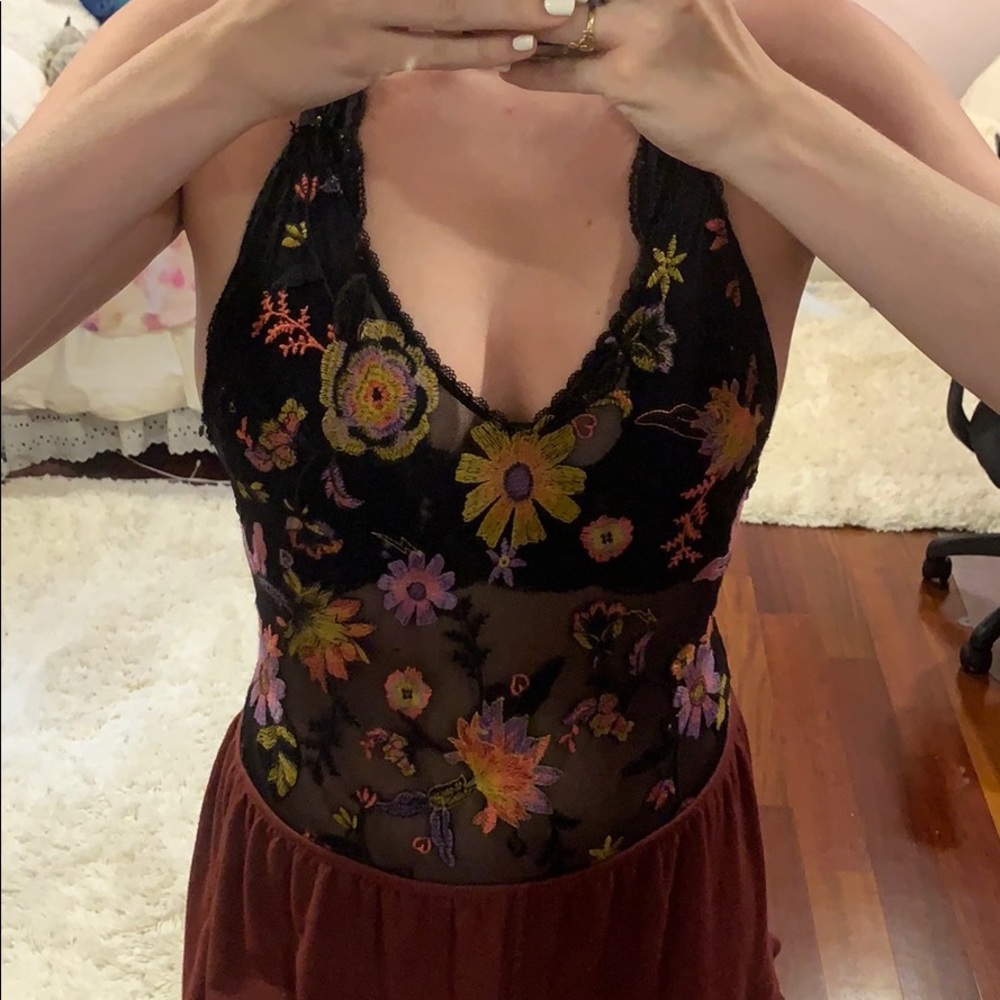 Sheer Floral Urban Outfitters Bodysuit